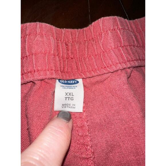 Old Navy Plus Size Shorts Pull on Elastic tie waist Salmon Color XXL Linen Rayon - Picture 3 of 9